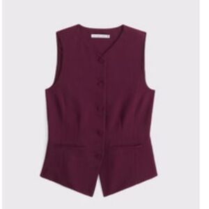 Abercrombie & Fitch High Neck Tailored Vest - Burgundy